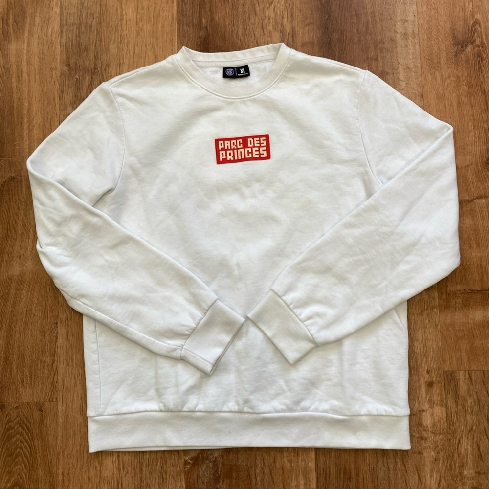 Parc des Princes Classic White Crewneck Sweater PSG Mens XL Sweatshirt Soccer
